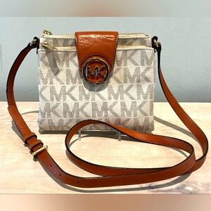 Michael Kors Fulton Crossbody in Coated Logo Canvas With Leather Trim